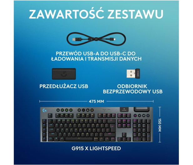 LOGITECH G915 X Lightspeed Tactile czarny 920-012676 - 1276174 - zdjęcie 9